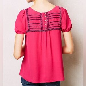 Anthropologie Moulinette Soeurs Embroidered Blouse with Beading Detail Size L